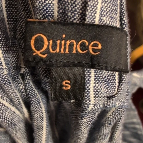 Quince 100% European Linen Square Neck Jumpsuit chambray stripes size Small - Picture 5 of 8
